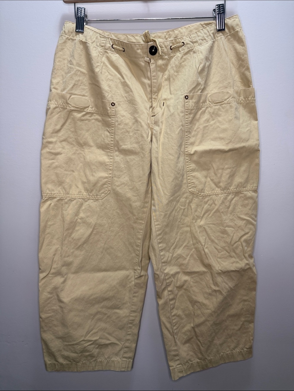 Patagonia Y2K Women Casual Cotton Cropped Cargo- Beige/Cream Midwaist L31.5x23in